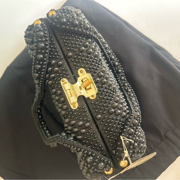 ✨ Vintage La Regale Koopie Black Beaded Hard Handbag - Picture 5 of 8